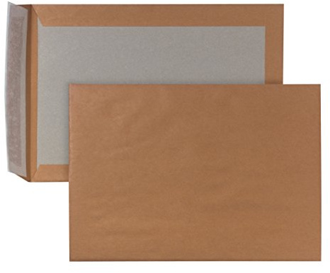 POSTHORN Papprückwandtaschen B4 (100 Stück), haftklebende Versandtasche mit Papprückwand, braune Versandtaschen B4 mit Papprückwand aus Graupappe 450g/m², 353 x 250 mm, 120g/m²