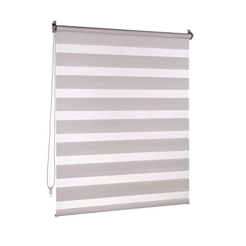 Victoria M. Doppelrollo Klemmfix ohne Bohren, 100 x 230cm (BxH) Grau, Rollo Fensterrollo lichtdurchlässig & verdunkelnd，Duo-Rollo Klemmmontage Zebrarollo für Fenster & Türen