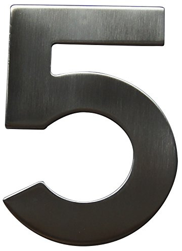 Alpertec Hausnummer 5 Edelstahl satiniert inklusive Schrauben und Dübeln, Höhe 120 mm, 35150051K1