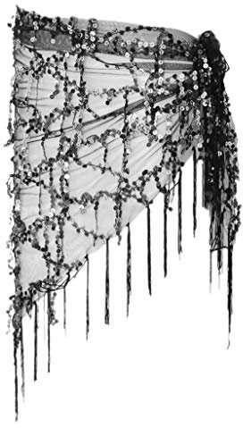B Baosity Damen Dreieck Bauchtanz Wickel Hüfttuch Hüftgürtel Tanztuch Gürtel Bauchtanztuch Strandgürtel Belly Dance Kostüm Rock - Schwarz