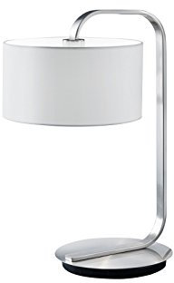 Trio Leuchten Tischleuchte Cannes in nickel matt, Stoffschirm cremefarbig 500100107