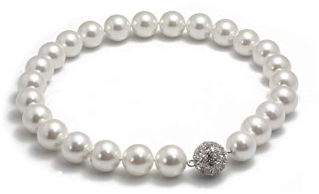 Schmuckwilli Collier de perle shell Tahiti/Mers collier Perles coquillage nacré les femme fermoir aimant blanc 50cm dmk5017-50 (18mm)