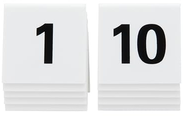 Securit Set of 10 Table Number Signs, White Plastic Tent Style Table Number Cards for Bars, Restaurants, Cafes or Wedding Receptions - Set 1-10 4x4x5cm