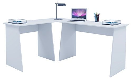 VCM Schreibtisch Weiß 135x105x74 cm Eck Arbeitstisch Homeoffice-Tisch