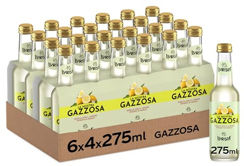 Lurisia La Nostra Gazzosa – 24 Bottiglie in Vetro 100% Riciclabile da 275ml, Bevanda Analcolica Prodotta con il Succo e l’infuso del Limone Costa d'Amalfi I.G.P., Gusto Dissetante