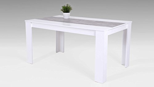 Möbel Akut Küchentisch Esstisch Lilo Tisch Esszimmertisch weiß Betonoptik 140x80 cm