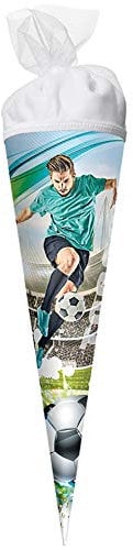 ROTH Geschenk-Schultüte klein Fußball-Star 22 cm - rund Tüllverschluss - Zuckertüte