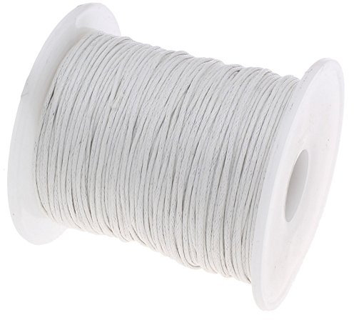 My-Bead Cordon Ciré 1 mm Blanc Bobine 90 m Fil Ciré Solide pour Bijoux DIY Macramé Bracelets Colliers Shamballa Bricolage