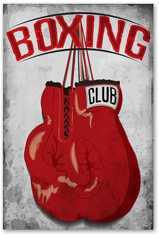 Postereck - 2060 - Boxing Club Plakat, Sport Training Handschuhe - Spruch Schrift Wandposter Fotoposter Bilder Wandbild Wandbilder - Poster - 3:2-91,0 cm x 61,0 cm