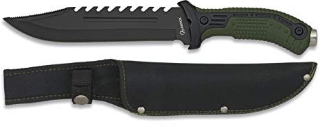 Albainox - 32114 - Cuchillo albainox Verde con Funda Nylon. - Herramienta para Caza, Pesca, Camping, Outdoor, Supervivencia y Bushcraft