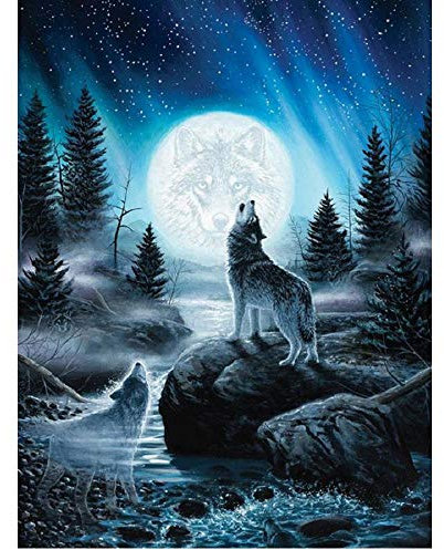 MAIYOUWENG Puzzle 1000 Teile Holzpuzzle Wolf Muster Schreien Unter Dem Mond Familiendekorationen, Einzigartiges Geburtstagsgeschenk Geeignet Für Jugendliche Und Erwachsene