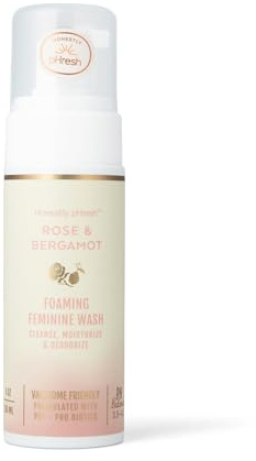 Honestly pHresh Foaming Feminine Wash for Women – pH Balanced Natural Intimate Cleanser with Prebiotics & Probiotics. Vegan, Sensitive Skin Safe. Made In USA - Rose & Bergamot Scent, 5 oz