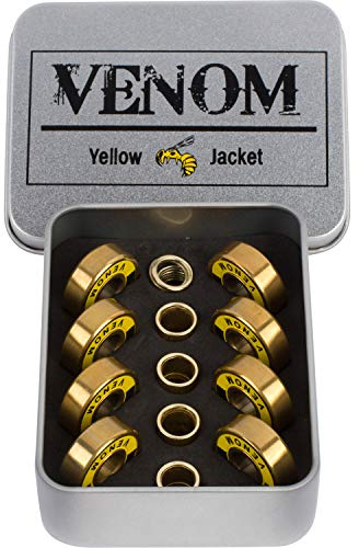 Yellow Jacket Premium Skateboard Kugellager - Titan beschichtet, Keramik Kugeln - Pro Longboard - High Speed, Präzision für Skateboards, Rollerblades, Gold Venom - Unterlegscheiben und Abstandshalter