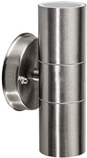 proventa® Außen-Wandleuchte inkl. LED Leuchtmittel, 1 Stück, Edelstahl/Glas, GU10-Sockel, 2-flammig, warmweiß 2.700 K, 4,5W