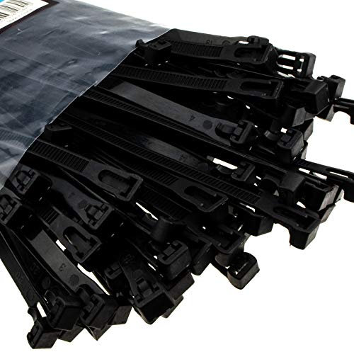 Releasable Kabel Kabelbinder 7.6mm x 400mm Wiederverwendbar Schwarz [100 Stück] [400mm x 7,6mm]
