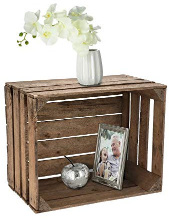Cepewa Obstkiste zum Stapeln │gebrauchter Vintage Look │Weinkiste aus Holz 50 x 40 x 30 cm (1 x Obstkiste Natur)