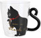 Cyrank Taza de gato transparente, expreso de vidrio aislante de doble pared Vaso 300ML, Leche Mug asa de cola de gato, Taza Divertida del Gato Regalo Novedoso para café, leche, Té (Negro)