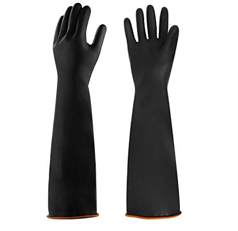 1 Pair Heavy Duty Industrial Gloves Long Waterproof Gloves Finger Thickened Protective Gloves Resist Acid and Alkali Reusable Chemical Work Gloves for Men Women Protect Hands Arms