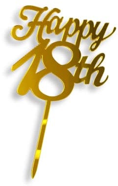Craft Cart Acrylic Age Cake Topper Gold Happy 18th Eighteen Birthday Cake Decor Party