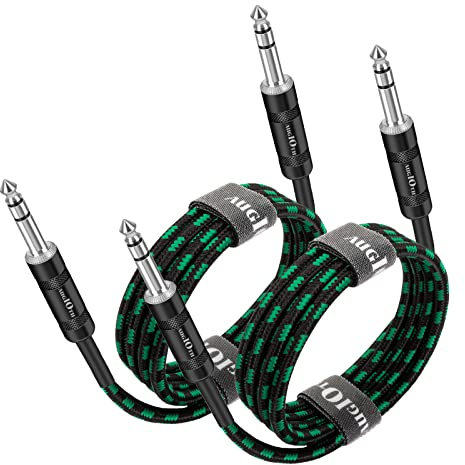 Augioth 1/4 TRS cable 3 meter 2Pack, Balance 6.35mm TRS Plug, Stereo Quarter inch TRS Male Cable for Power Speaker, Mixer, Amplifier