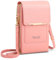 AIFILLE Petite Sac Femme Bandoulière en Cuir PU Transparente Pochette Telephone Portable avec Sangle Réglable Femme, Rose