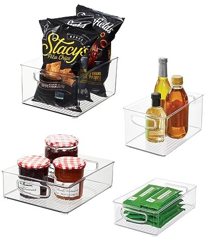 iDesign 50% Recycled Plastic Refrigerator Bin Set, Made in The USA – Versatile Design Ideal for Freezer, Fridge, Pantry Organization – Various Sizes, Clear
