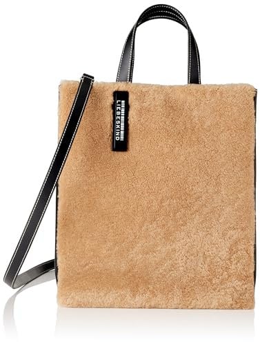 LIEBESKIND Berlin Paperbag Tote M – Paperbag Tasche aus Leder mit Jacquard-Schultergurt & Logodetails I Damen-Tasche | Leder Handtasche Damen | Women’s Tote Bag