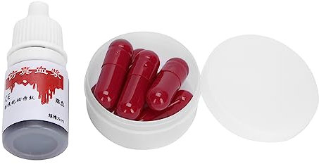 Sonew Capsules de Faux Sang, Kit de Maquillage de Faux Sang Realisti, Kit de Maquillage à Effets Spéciaux pour Maquillage de Faux Sang Vampire Zombie Halloween