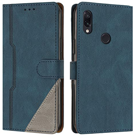 Hülle für Xiaomi Redmi Note 7 Pro/Redmi Note 7, Brieftasche Klapphülle, PU Leder Stoßfeste Magnetische Schutzhülle Tasche Kompatibel mit Xiaomi Redmi Note 7 Pro/Redmi Note 7, Blau