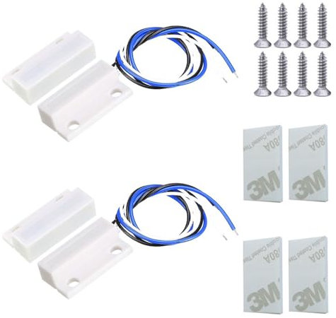 Gebildet 2 Set Bianco Interruttore Magnetico Cablaggio NO/NC Sensore Porta da Incasso Contatto Finestra Nascosta Interruttore Reed per Controllo Accessi Sostituire Sistema di Allarme