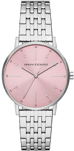 Armani Exchange Damenuhr quarz/3 Zeiger Uhrwerk 36mm Gehäusegröße mit einem Edelstahlarmband AX5591