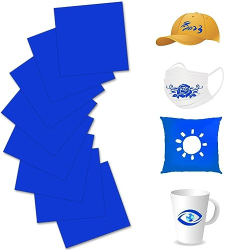 Infusible Lot de 8 feuilles d'encre à transfert Infusible Bleu Papier de transfert insoluble Feuille d'encre de sublimation pour machine à presser à chaud DIY T-shirt, tasse, dessous de verre, cuir