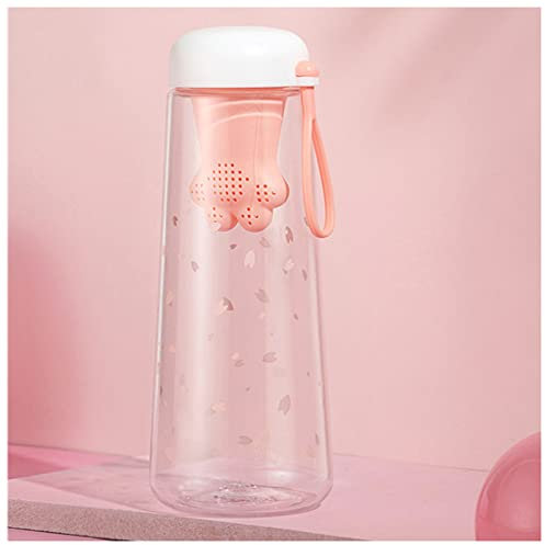 Verre D'eau 55 0ml Bouteille en plastique BPA Bouteille d'eau gratuite Bouteilles d'infuseur de thé rose Bouteilles d'eau mignonne for les filles Kawaii Smart Boire Clear Botellas Coupe ( Color : Chin