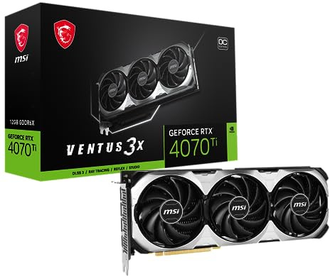 MSI Gaming GeForce RTX 4070 Ti 12GB GDRR6X 192-Bit HDMI/DP Nvlink Tri-Frozr 3 Ada Lovelace Architecture Tarjeta gráfica (RTX 4070 Ti Ventus 3X E 12G OC)