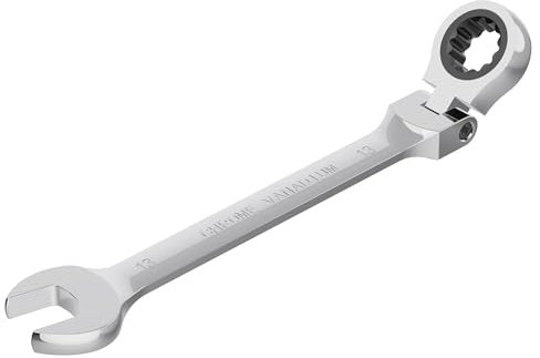 FOCMKEAS 13mm Flex-Head Ratcheting Combination Wrench Metric 72 Teeth 12 Point Ratchet Box Ended and Open End Spanner Tools, Flexible Head Gear Wrench, Heat-Treated CR-V