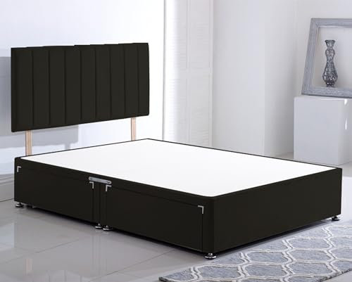 ComfoRest - Sophisticated 4FT6 Double Bed Base with 2 Drawers | Practical Frame for Everyday Essentials | Durable Design for Organised and Contemporary Spaces (Black Plush)