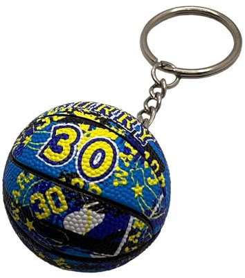 Ball Schlüsselanhänger kompatibel mit NBA 30 Warriors Basketball Gadget Zubehör Geschenkidee Herren Damen Kinder Kreativer Anhänger 3D, blau, One size