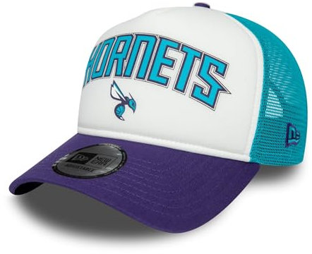 New Era NBA Basketball - Charlotte Hornets - Truckercap Kappe Cap - - A-Frame - verstellbar - weiß türkis lila - One-Size