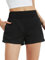 Soudittur Badeshorts Damen Badehose Hohe Taille Schnell Trocknende Boardshorts Wassersport 2 in 1 Laufhose Kurz Sporthose mit Reißverschlusstasche (XL, Schwarz)