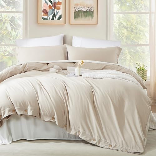 Lanqinglv Ropa de cama de 155 x 220 cm, 2 piezas, lino gris topo, 1 funda nórdica de 155 x 220 cm y 1 funda de almohada de 80 x 80 cm, certificado Öko-Tex, microfibra con cierre de botones