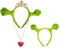 ATAYOU 3Pcs Halloween Paar Kostüm Zubehör Set von Stirnband mit Ohren und Krone, Oger Ohren Stirnband und Herz Halskette