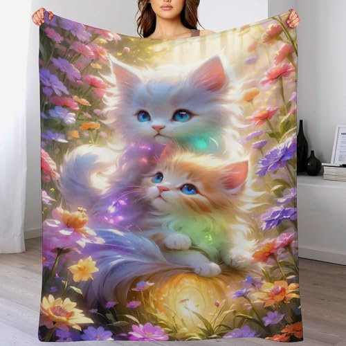 Katze Decke Wohndecke Warm & Kuschelig Waschbar, Überwurf Ideal Für Draußen, Camping, Couch, Bett, Reisen – Superweiche Wolldecke（140×180cm）