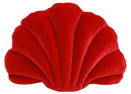 Muschelförmiges Kissen, Samt, gemütlich, solide, dekorativer Couchkissen, Überwurfkissen mit Kisseneinsatz für Zuhause, Sofa, Bett, Wohnzimmer, Dekoration, Überwurfkissen (Rot, 25 x 34 cm)