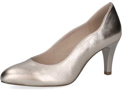 CAPRICE Damen Pumps aus Leder Spitz, Beige (Taupe Metallic), 36.5 EU