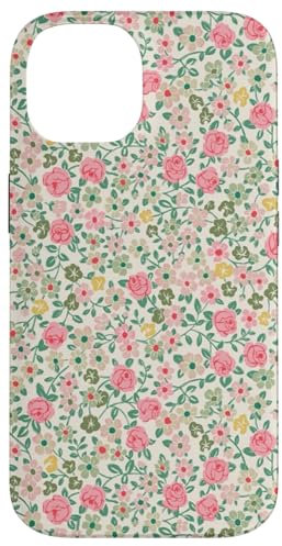 Hülle für iPhone 14 Vintage Wildflower Pink & Salbeigrün Floral Coquette