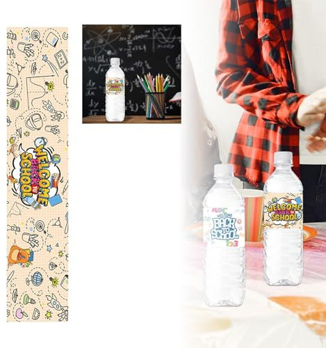 Decoraciones colgantes para fiestas, etiquetas de botellas de temporada escolar, decoraciones de fiesta de regreso a clases, calcomanías de botellas de colores. Decoraciones de fiesta (B, talla única)