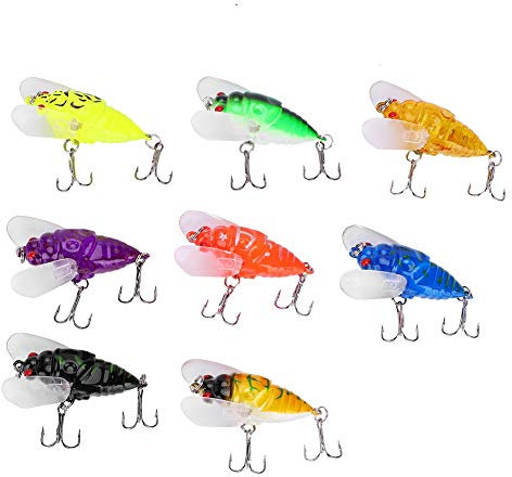 Zikaden-Angelköder, 8 Farben, Bunt, Weiche Zikade-Form, 5 cm/6 G, Simuliert Fischköder, Angelköder mit Haken