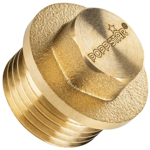 Poppstar Messing Blindstopfen 3/8 Zoll Außengewinde (BSP G 3/8 (16,7mm), bis 50bar, 12mm Sechskant)