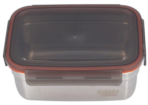 Contenitore per Alimenti Ecologico in Acciaio Inossidabile Contenitore per Alimenti Rettangolare Multiuso Sicuro Ed Ecologico a Tenuta Stagna per Viaggi a Casa (1900 ml)