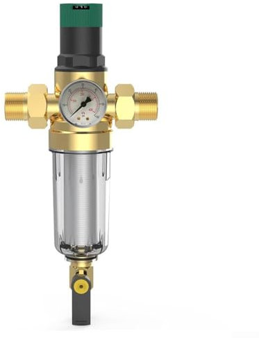 Valvola di controllo del flusso d'acqua con filtro controlavaggio e manometro affidabile per uso domestico (DN20)